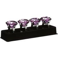 Premier Housewares Set of 4 Napkin Rings - Purple Diamante/Chrome Finish, Purple