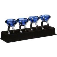 Premier Housewares Set of 4 Napkin Rings - Sapphire Diamante/Chrome Finish, Blue