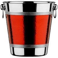 Premier Housewares Stainless Steel, Hammered Red Band Champagne/Wine Bucket - Red, Red