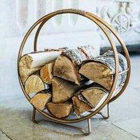 Ivyline Contemporary Round Copper Log Holder 42Cm, Gold