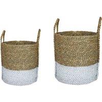 Ivyline Seagrass Log & Kindling White Basket Set Of 2, White