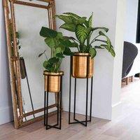Ivyline Calla Planter Stand Black/Antique Gold H58CM D22CM, Gold