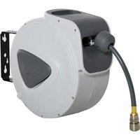 DURHAND Retractable Air Hose Reel Auto Self-Winding Wall Mounted 1/4" 15m+140cm, Grey
