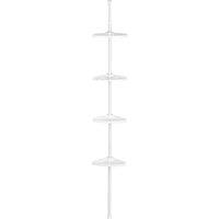Premier Housewares Corner Shelf Unit 4 Tier/Tension Spring Mount - White, White