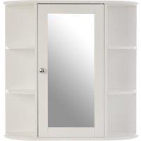 Premier Housewares Bathroom Cabinet, Mirrored Door, 6 Shelves - White, White