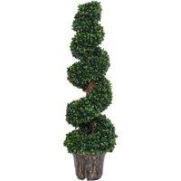 Outsunny 2 Pack Artificial Boxwood Spiral Tree w/ Nursery Pot - Green, Green