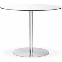 Julian Bowen Milan Round Glass Brushed Steel Pedestal Table, Clear