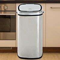 HOMCOM 68L Stainless Steel Automatic Kitchen Waste Bin - Silver