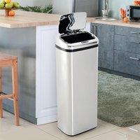 HOMCOM 50L Infrared Automatic Motion Sensor Dustbin, Stainless Steel - Silver, Silver