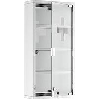 HOMCOM Medicine Cabinet, Stainless Steel With Glass Door - Silver, Silver