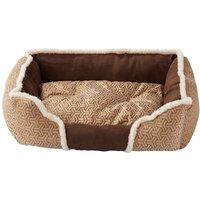 Bunty Kensington Medium Soft Fleece Fur Cushion Pet Basket - Cream/Brown, Cream