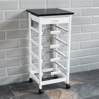 Chef Vida 4-Tier Wooden Kitchen Trolley - White, White