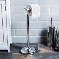 Bath Vida Floor Standing Toilet Roll Holder - Silver, Silver