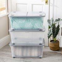 Wham Set 3 45 Litre Box With Wheels & Folding Lid - Clear/Grey, Grey
