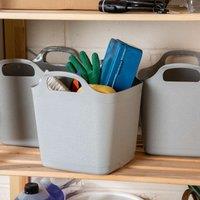 Wham Set 3 8 Litre Flexi-Store Graduated Square Tub - Grey, Grey