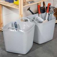 Wham Set 2 25 Litre Flexi-Store Graduated Square Tub - Grey, Grey