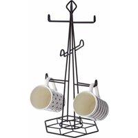 Premier Housewares 6 Mug Tree, Matte Black, Metal Wire, Black