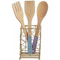 Premier Housewares Utensil Holder, Matte Gold Finish, Metal Wire, Gold