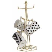 Premier Housewares 6 Mug Tree, Matte Gold, Metal Wire, Gold