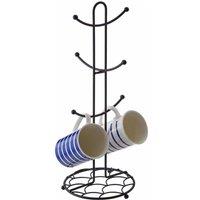 Premier Housewares 6 Cup Mug Tree, Matte Black Finish, Metal Wire, Black