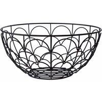 Premier Housewares Rounded Fruit Basket, Matte Black Finish, Metal Wire, Black