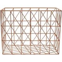 Premier Housewares Rectangular Basket, Copper Plated Wire, Large, Brown