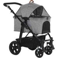 PawHut Foldable Pet Stroller and Detatchable Travel Carrying Bag, Grey