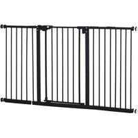PawHut Retractable Pet Safety Gate w/ 3 Extensions, Black