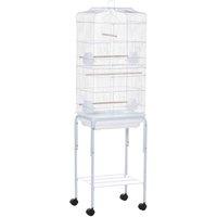 PawHut Bird Cage 157cm Finch W/ Breeding Tray & Stand Wheels - White, White