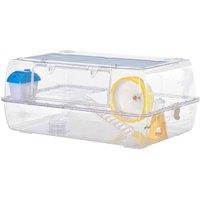 PawHut Portable 2 Storey Hamster Cage W/ Running Wheel - Drinker & Feeding Bowl - Clear, Clear