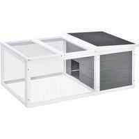 PawHut Rabbit Hutch - Animal Cage W/ Water-resistant Asphalt Roof - Grey, Grey
