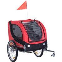 PawHut Waterproof Pet Bike Cargo Trailer and Dog Carrier w/ Steel - Black & Red