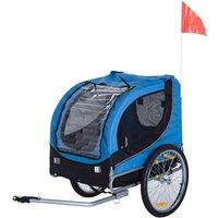 PawHut Pet Bike Fold Stroller W/ Double Wheel and Removable Cover - Black & Blue, Blue