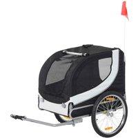 PawHut Pet Dog Stroller Folding Bike & Cargo Trailer/ Carrier - Black & White, Black