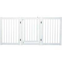 PawHut 155cm Expandable 3-Panel Freestanding Dog Pet Gate w/ Latched Door - White, White