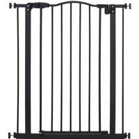 PawHut Adjustable Metal Pet Gate & Safety Barrier w/ Auto-Close Door Black - Black, Black