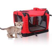 PawHut Medium Portable Pet Bag & Cage Carrier -Red, Red