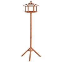 PawHut Bird Feeding Station/Table with Stand, Brown
