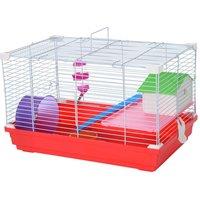 PawHut Hamster Travel Cage Box w/ Double Layers and Accessories - Red, Red