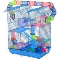 PawHut 5-Tier Hamster Travel Cage w/ Accessories - Blue, Blue