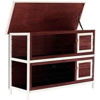 PawHut 2-Tier Large Elevated Wooden Rabit Hutch w/ Removable Tray, Brown