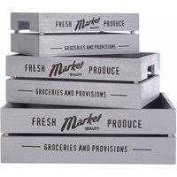 Maison Rustic Provisions Crates, Set of Three, Grey, Grey