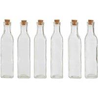 Gozo Glass Bottles, Clear Glass/ Cork Lid, Square/ Set of 6