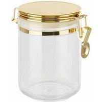 Gozo Transparent Canister, Gold Finish Lid, Medium, Gold