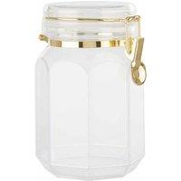 Gozo Octagonal Canister, With Clip Lid, Large, Gold