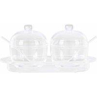 Gozo Set of 2 Condiment Pots with Spoons and Tray