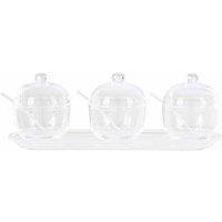 Gozo Set of 3 Condiment Pots with Spoons and Tray