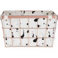 Maison Iron Basket, Rose Gold Finish, Splatter Effect Fabric Liner, Brown