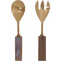 Fifty Five South Grey / Gold Serving Set, Set Of 2, Grey Agate / Gold Finish, Grey