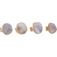 Fifty Five South Grey / Gold Napkin Rings, Set Of 4, Grey Agate / Gold Finish, Grey